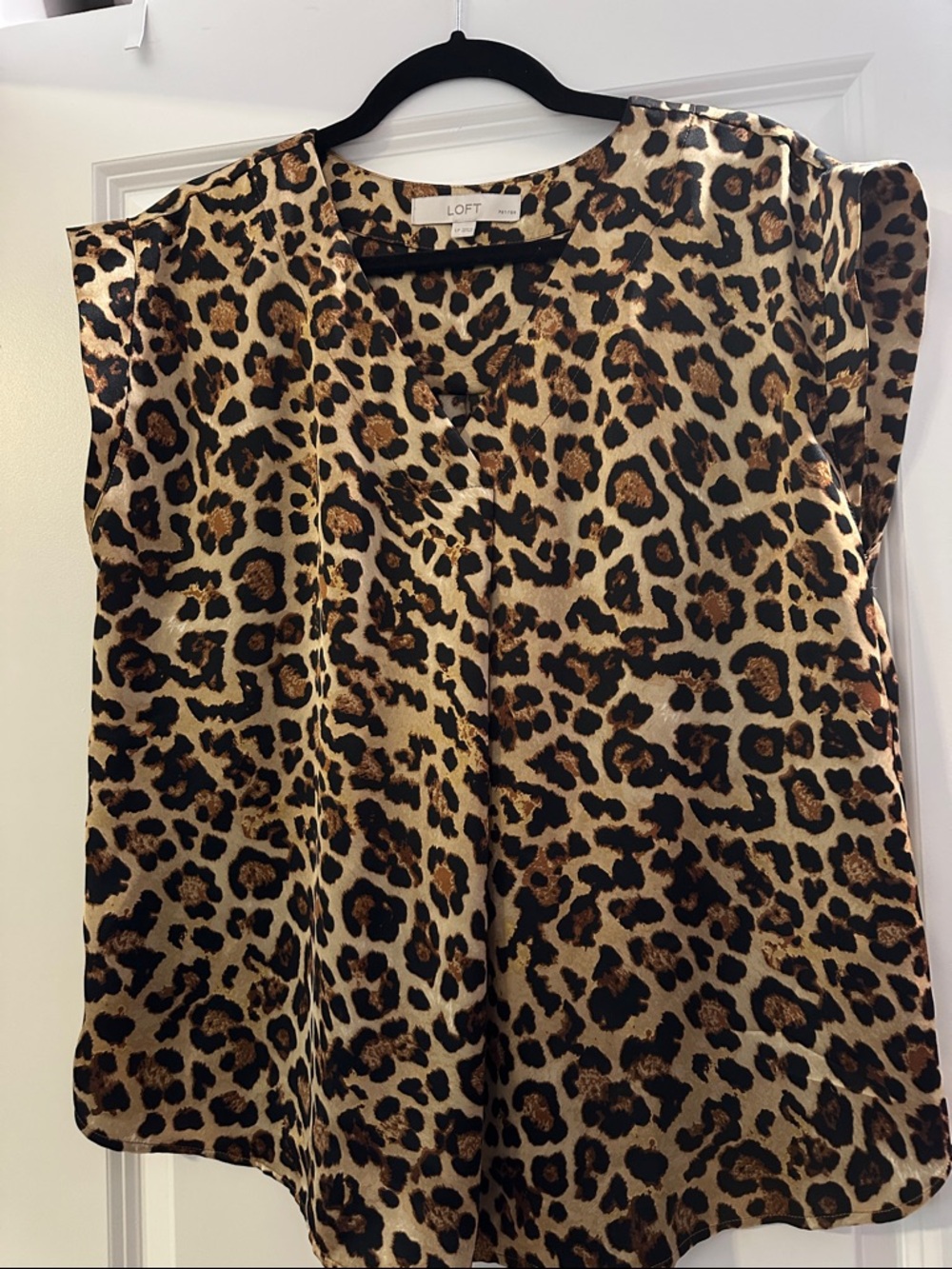 LOFT Leopard Print Satin Shell Top - Brown & Black